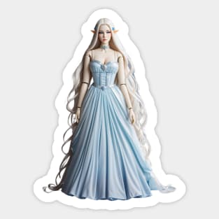 Pretty Realistic Plastic Doll, Fairy in Blue Dress, Elf Doll Sticker